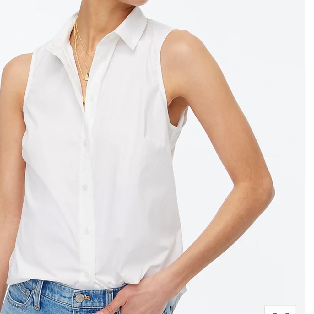 JCrew Factory White Sleeveless cotton poplin shirt in signature fit size Medium